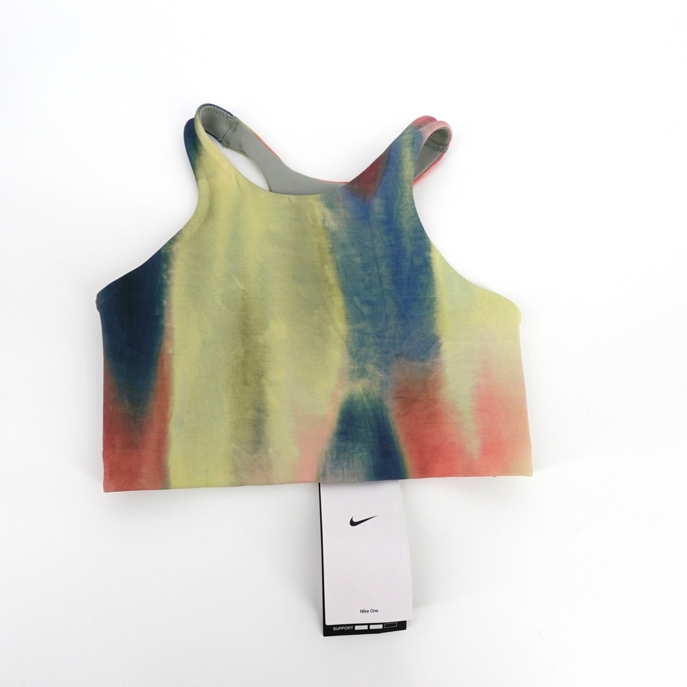 Nike One Dri-FIT Women Sports Bra XS Tie Dye High Neck‎ Cutout HF5597-629 NEW